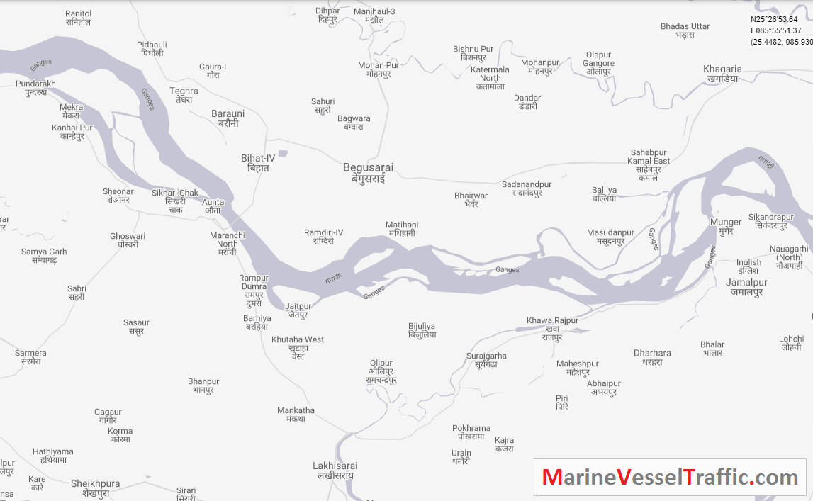 Live Marine Traffic, Density Map and Current Position of ships in GANGES RIVER